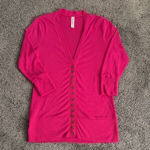 Zenana Outfitters Women's Pink Snap Cardigan